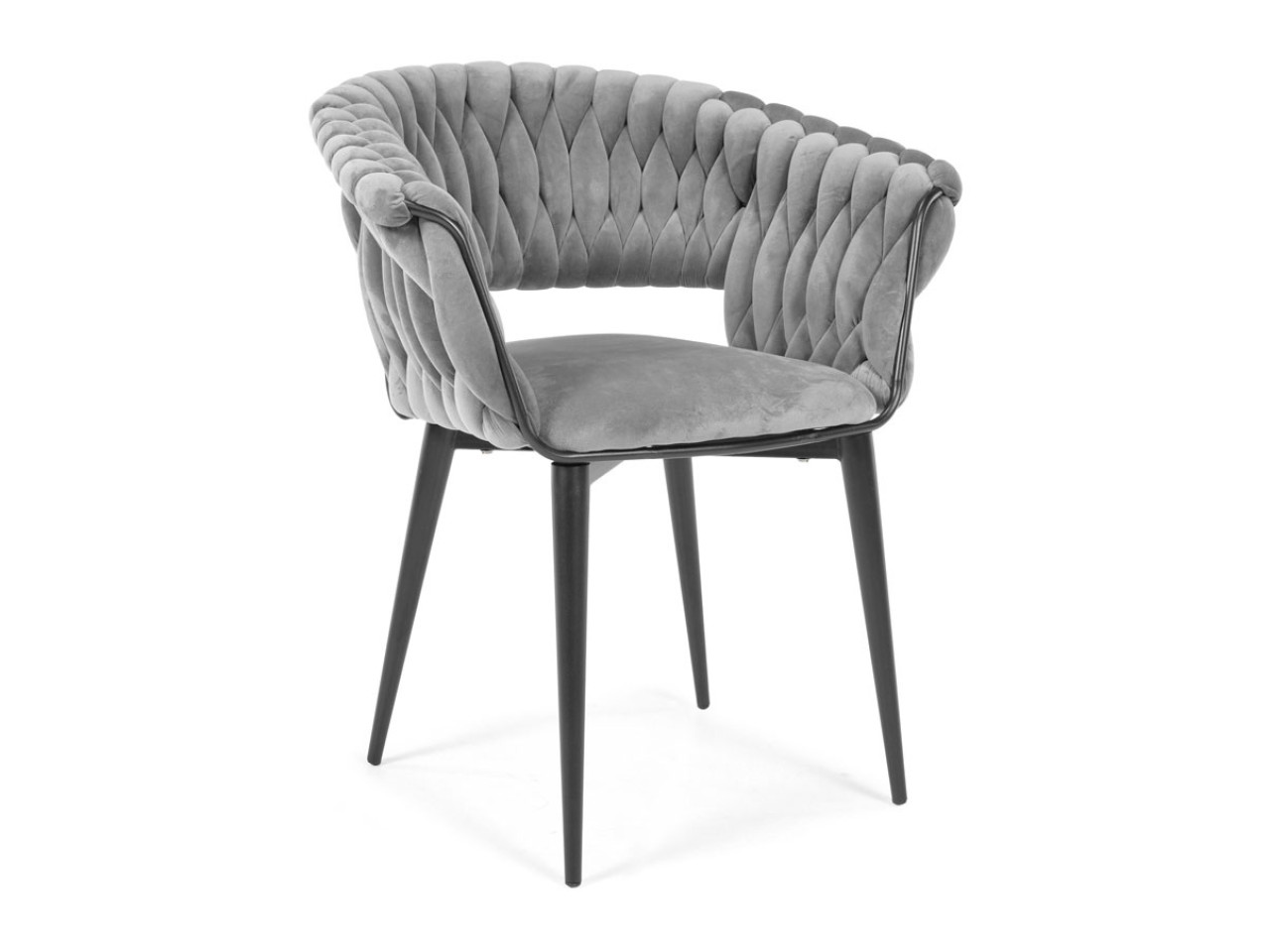Gepolstertes Samt-Stuhl Geflochten Glamour Modern Grau