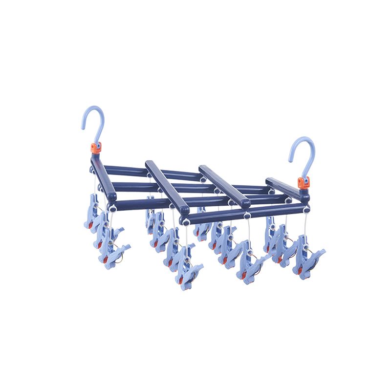 Praktischer klappbarer Kleiderbügel mit Clips, 14 Clips, Dunkelblau