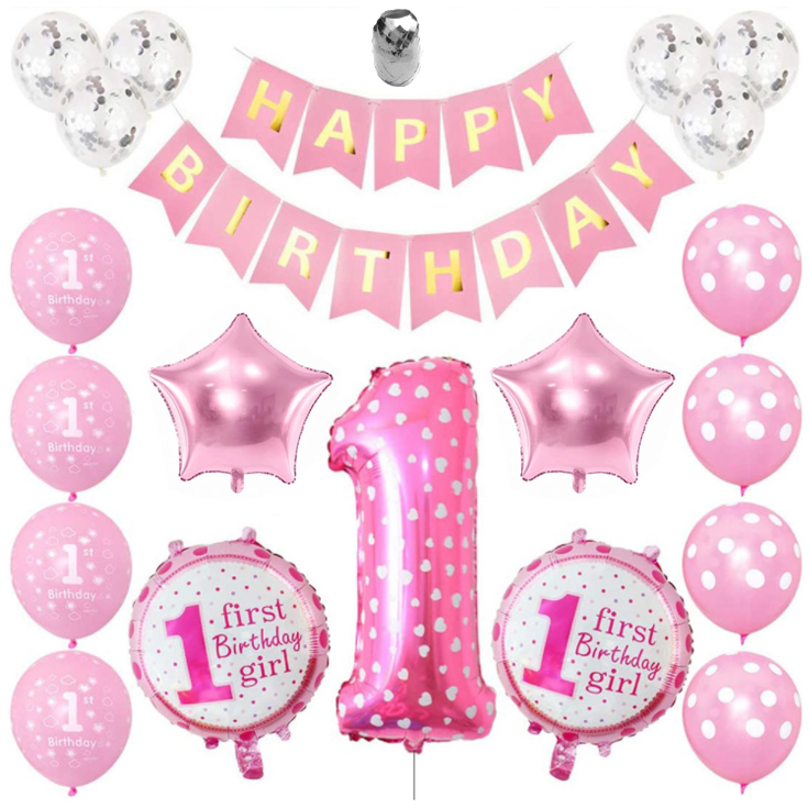 Set Geburtstagsballons für Mädchen - rosa