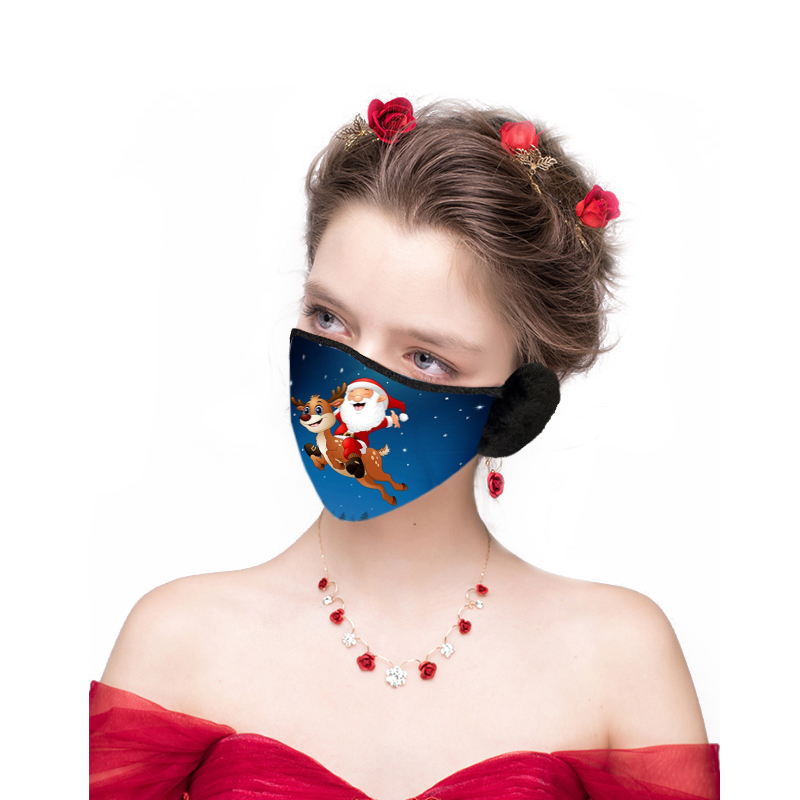 Weihnachtsmaske / Gesichtsmaske mit Ohrenschützern - Weihnachtsmann
