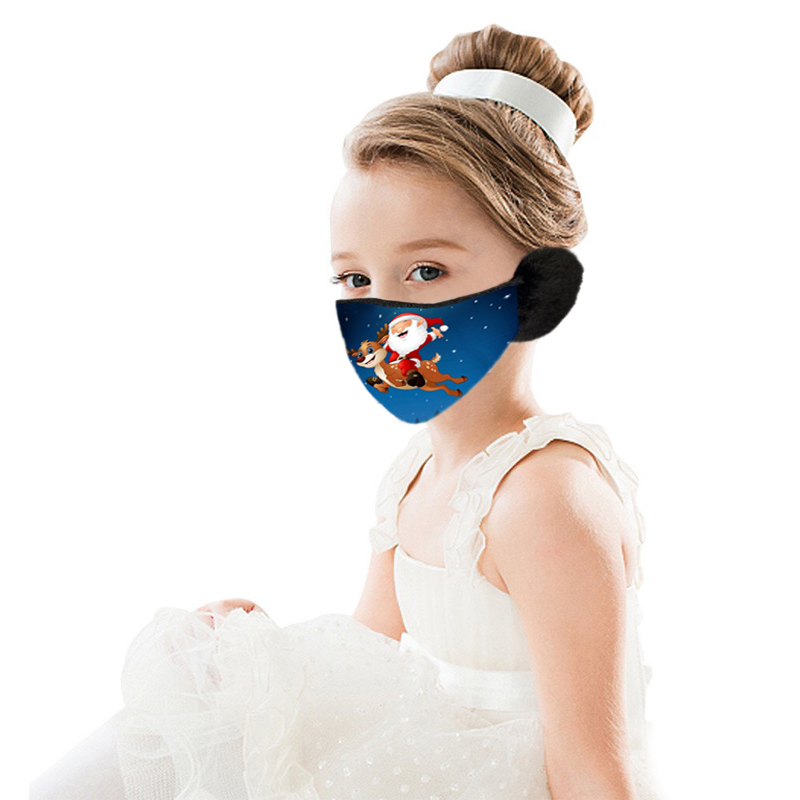 Weihnachtsmaske / Gesichtsmaske für Kinder mit Ohrenschützern - Santa