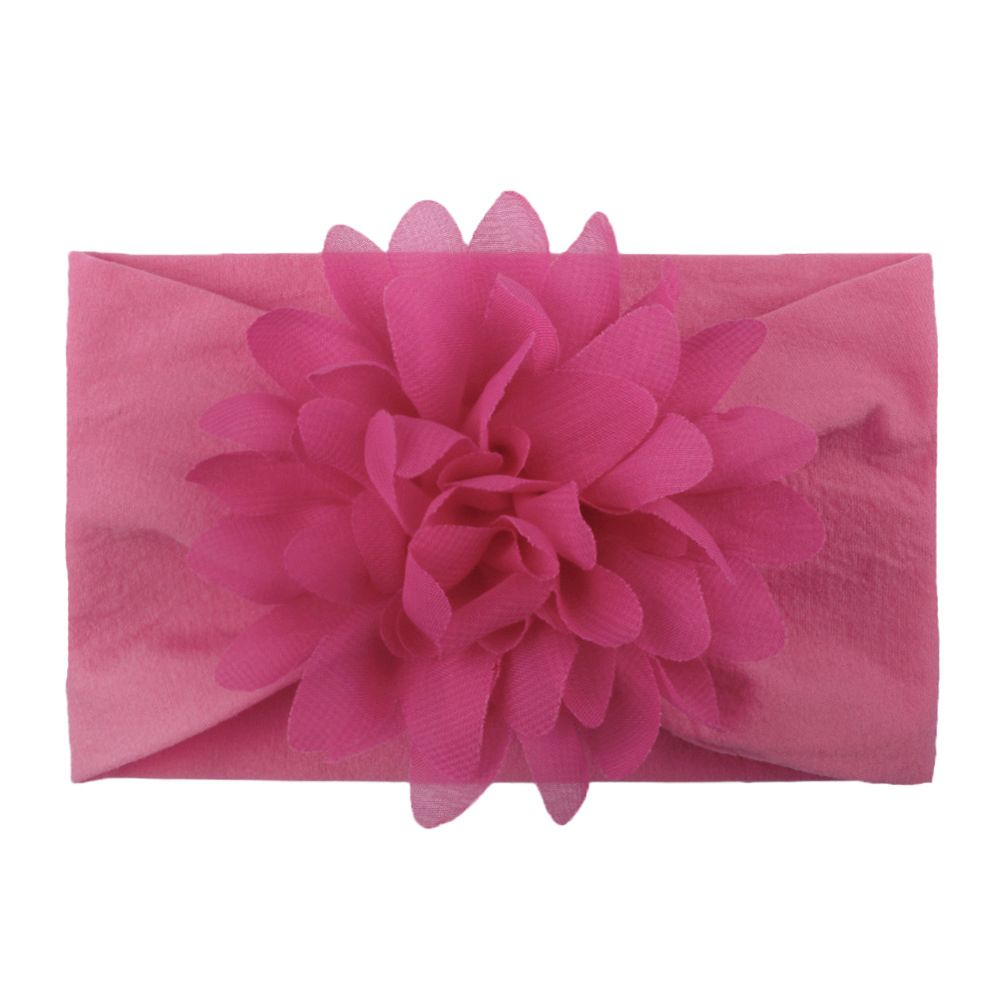 Baby-Stirnband mit Blume - dunkelrosa, breit