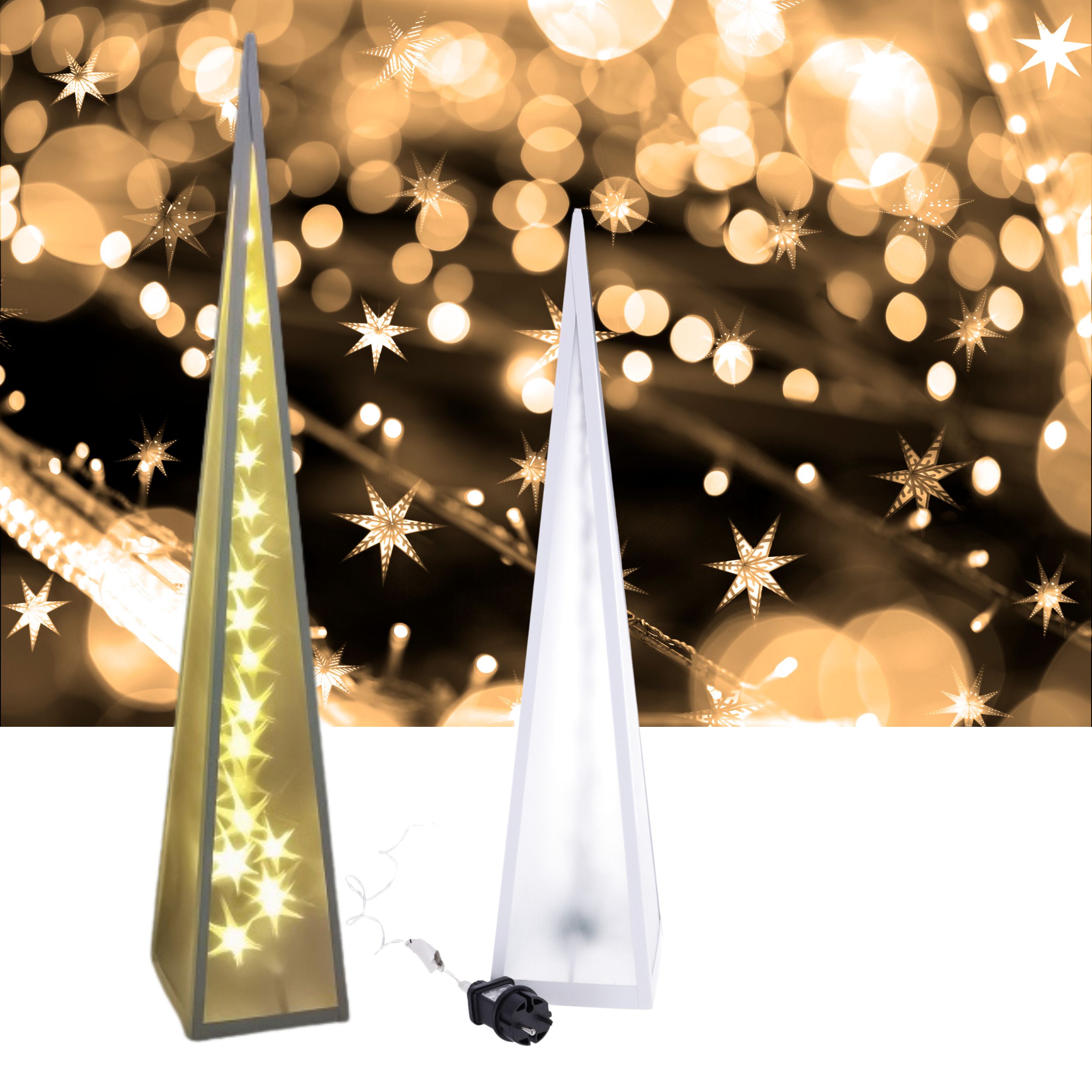 Weihnachts-LED-Lampe mit rotierenden Sternen 60 cm
