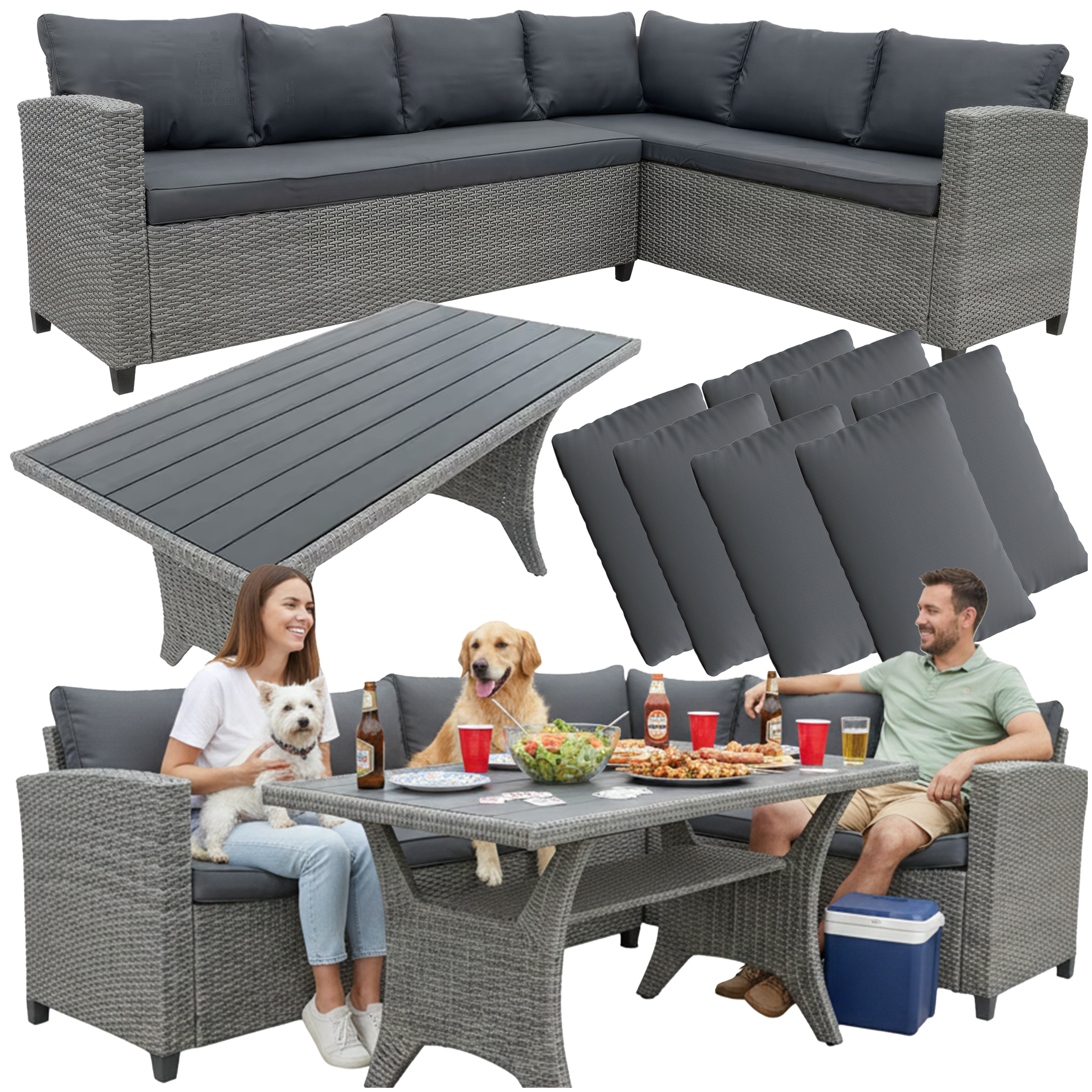 Gartenmöbel-Set Komplett für Terrasse Ecksofa Technorattan + Tisch