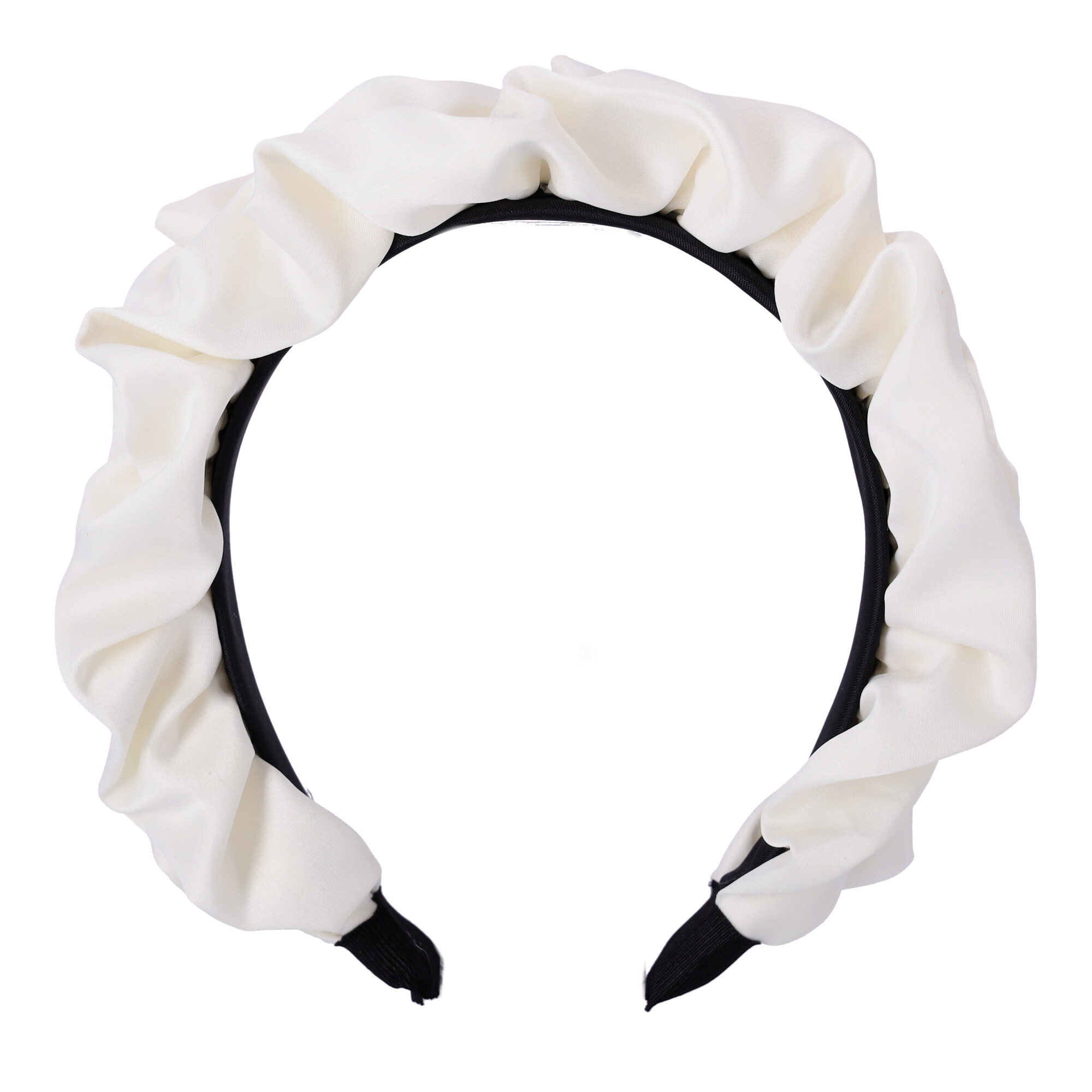 Satin-Haarband - weiß mit Perlen