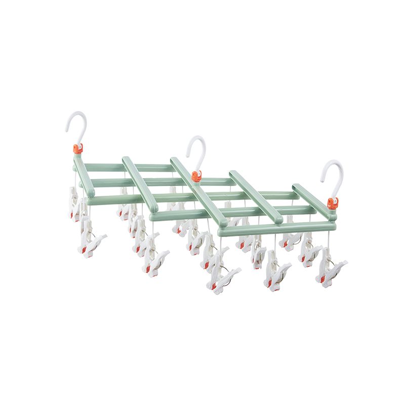Praktischer klappbarer Kleiderbügel mit Clips, 19 Clips, grün