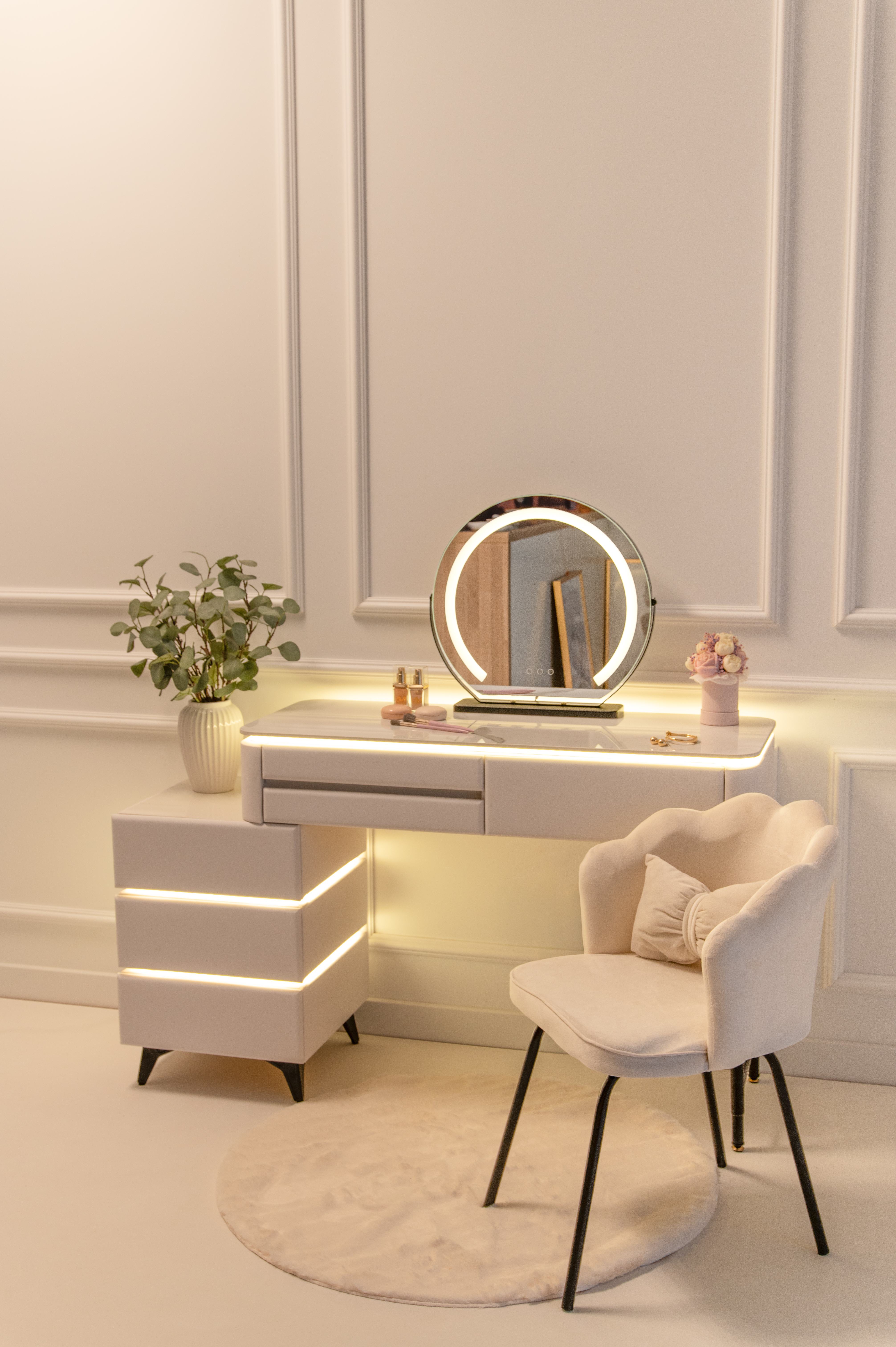 LED Dressing table Marble Design/ 80 cm Ana White Furniture Set