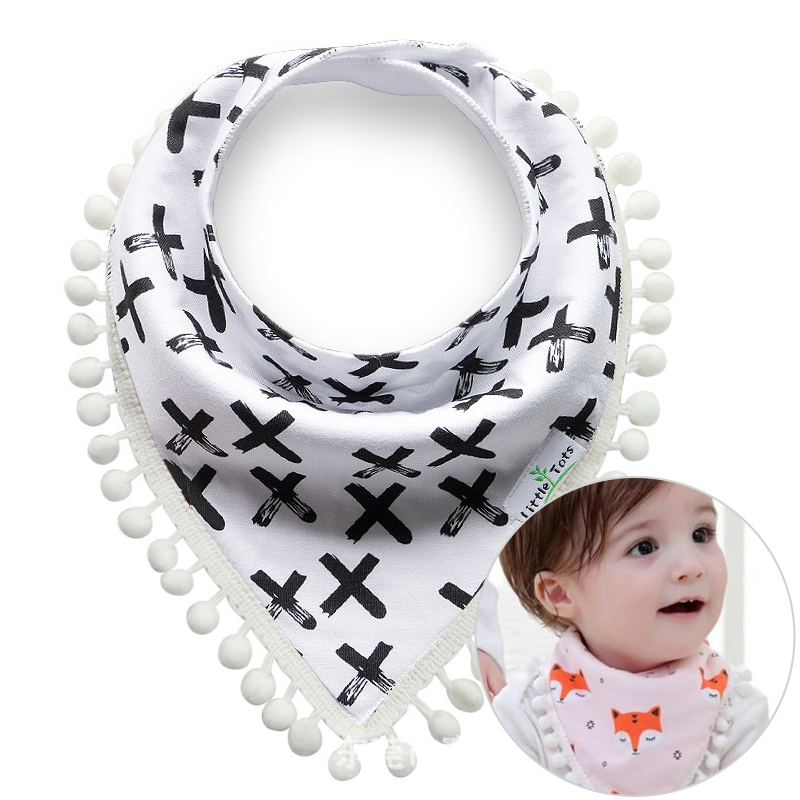 Babyschal mit Bommel - Kreuz
