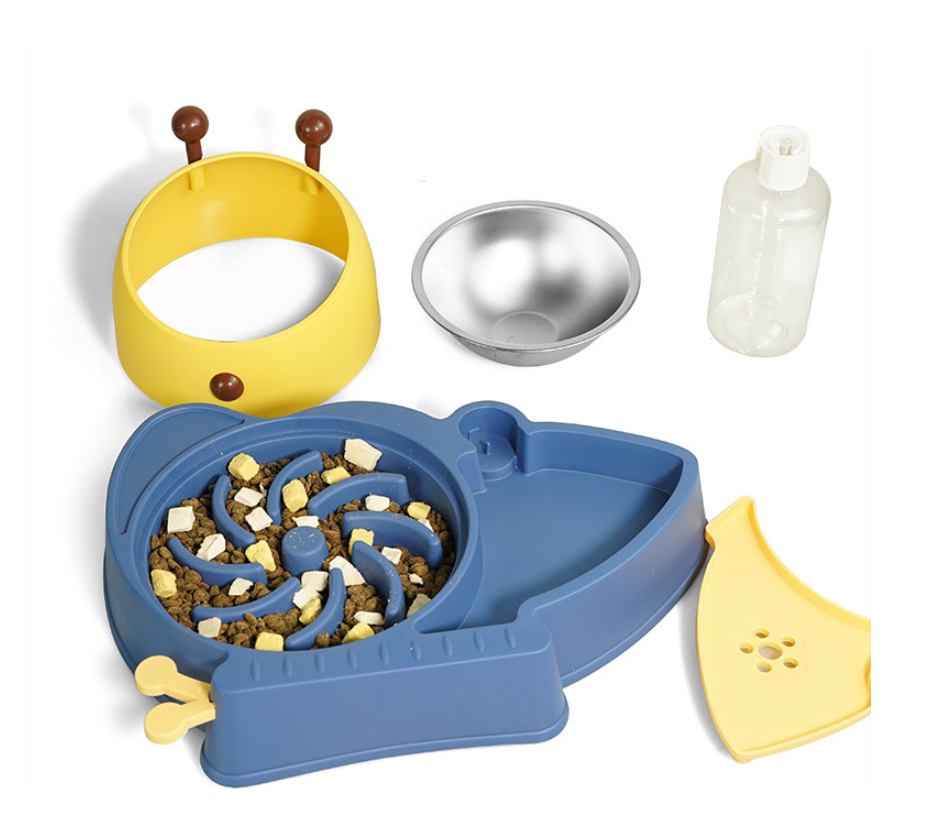 Schüssel mit automatischem Wasserspender für Hund und Katze 2-in-1 - blau