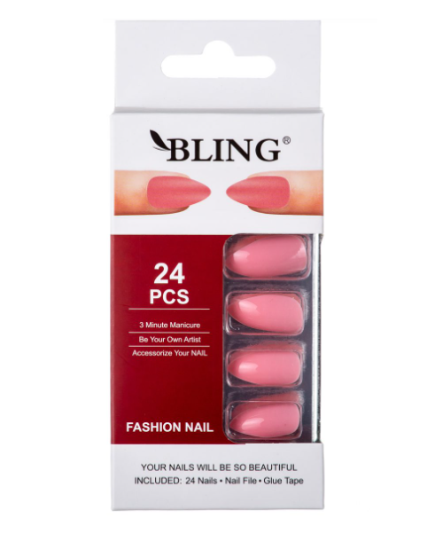 Künstliche Nägel, Tipsy BLING Fashion Nail - leuchtend pink