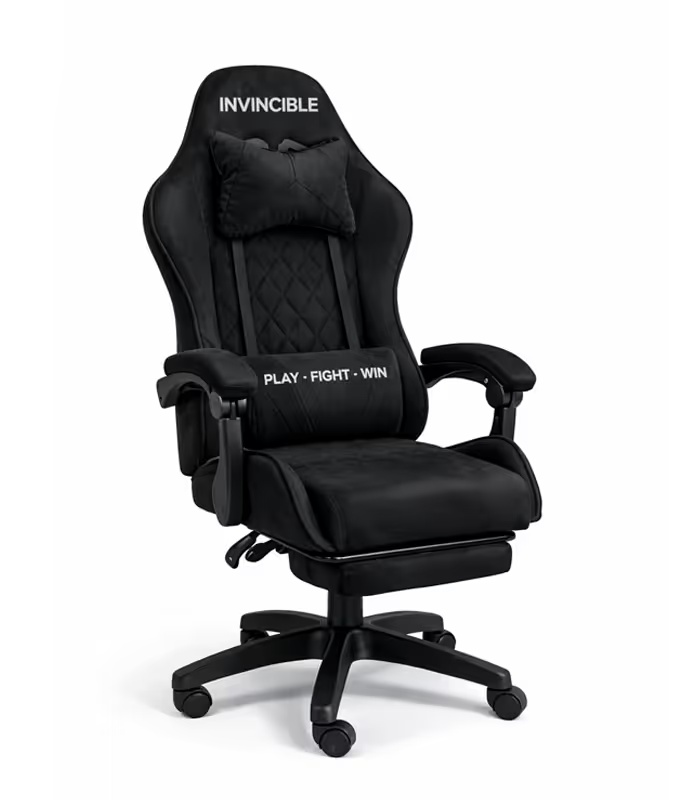 Schwarzer Gaming-Stuhl Drehbar Büro mit Fußstütze