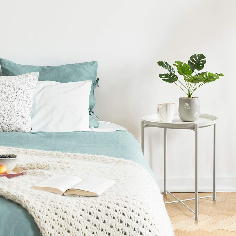 Runder Metalltisch Loft-Stil - weiß