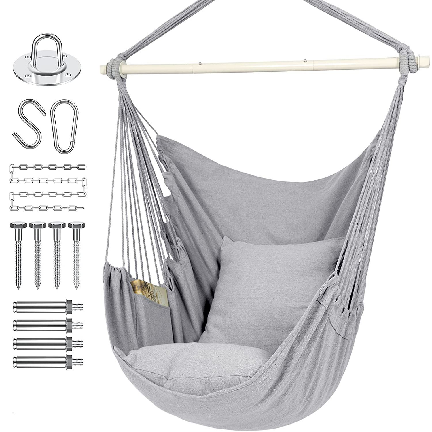 Gartenzimmer-Schaukel + Montageset - grau