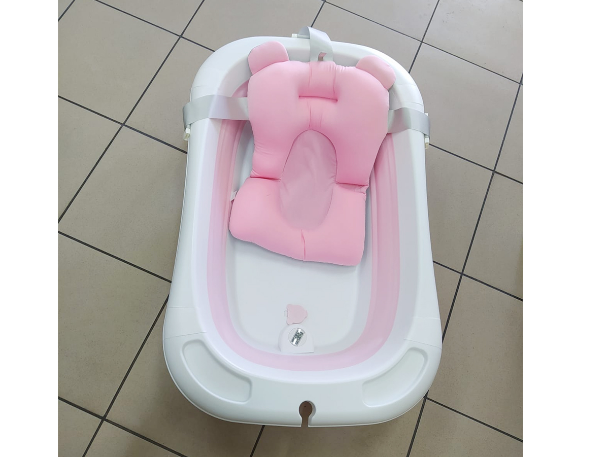 Silicone folding baby bath tub pink