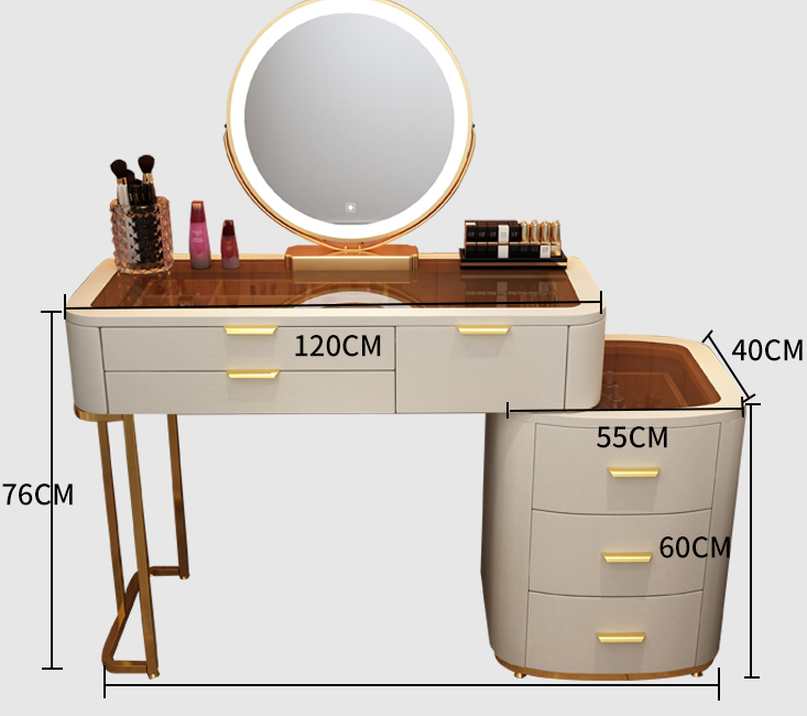 Glass dressing table 120 cm white