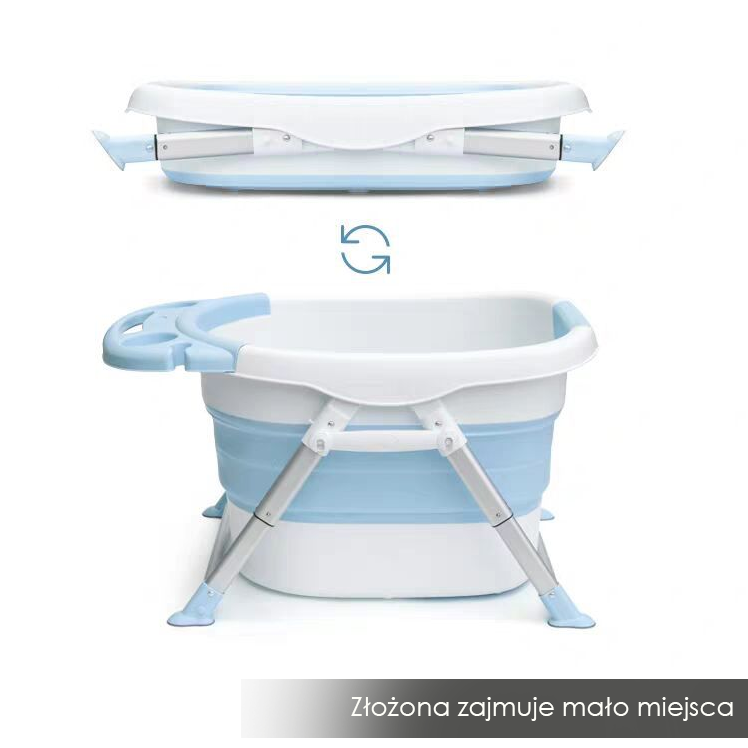 Baby folding bath tub with a pillow in color pink pink